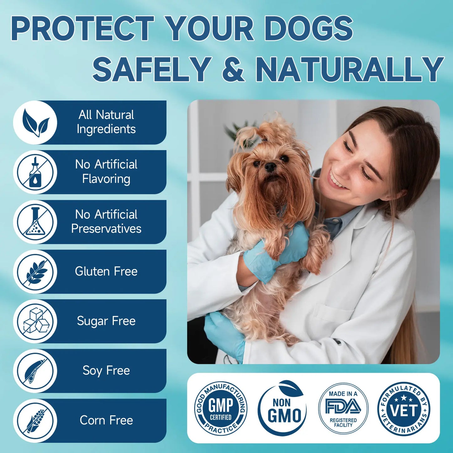 Flea & Tick Prevention for Dogs, 200 Ct Chewables - Support Skin & Coat Health with Fish Oil, Omega-3, Multivitamin, Natural Dog Flea and Tick Chews for All Breeds & Sizes, Chicken Flavor
