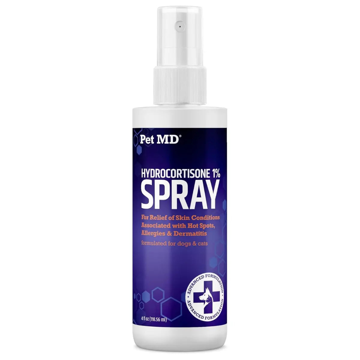 Itch Relief Spray & Hot Spot Treatment for Dogs, Pet MD Hydrocortisone Spray for Dogs, Cats & Horses - Irritated Dry Itchy Skin, Allergies, and Dermatitis - Reduces Topical Inflammation - 4 Oz