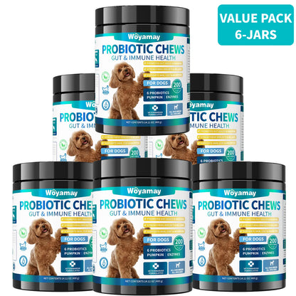 Dog Probiotics, 200 Chews, Gut and Digestive Health, Itchy Skin, Yeast Overgrowth, Diarrhoea & Gas, Overall Health Supplements