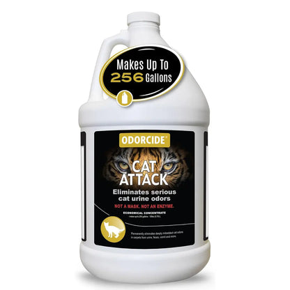 Cat Odor Remover for Carpet & Upholstery - Cat Urine Remover for Litter Box - Odorcide Cat Attack Concentrate Odor Eliminator - 16 Oz and Gallon