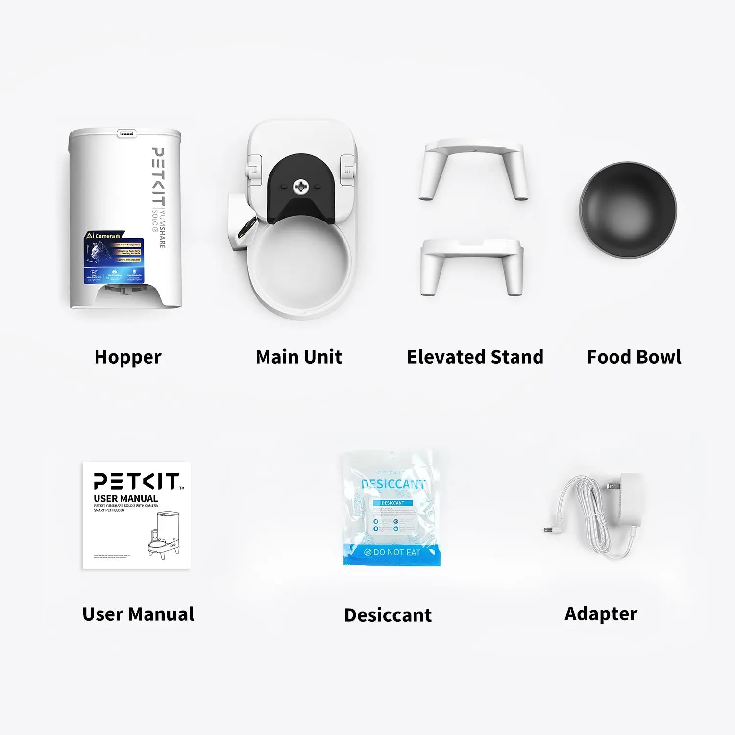 AI Pet Food Feeder with Camera - PETKIT Yumshare Solo 2 - Facial Recognition for up to 15 Pets, Live Video Streaming, App Control, Customized Meal Plans (For Dogs & Cats), Food Feeders