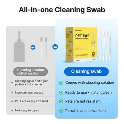 Pawfirst 100 Pack Pet Ear Cleaning Swabs, Break-To-Release Disposable Ear Cleaner for Dogs & Cats, Soothing Aloe & Chamomile Formula for Earwax & Odor