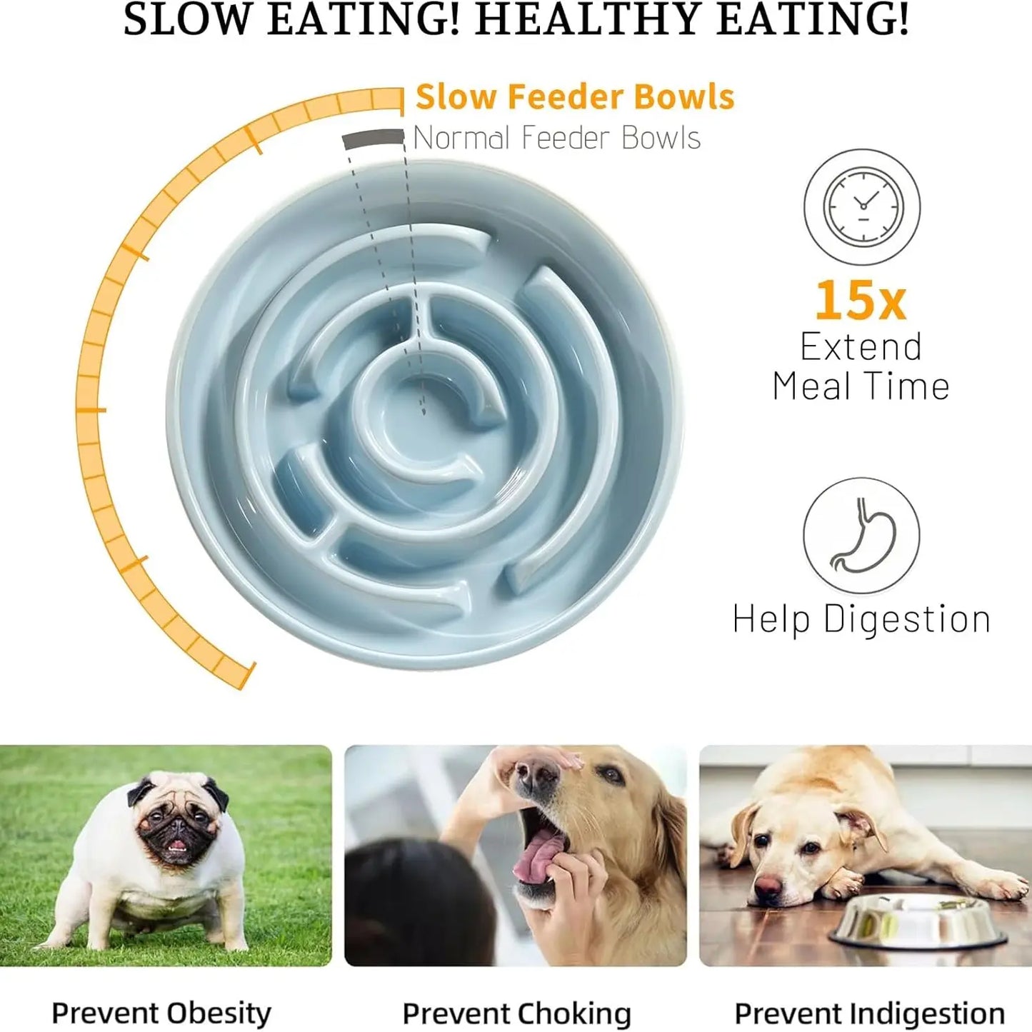 Plastic Dog Slow Feeder Bowl, Anti-Choke Design Ensures Safe Eating, Puzzle Snack Bowl Protects Neck, Pet Feeding Accessories
