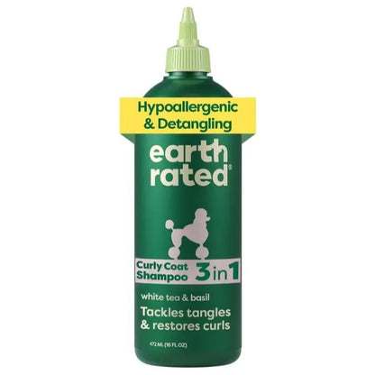 Earth Rated | 3-In-1 Curly & Wavy Coated Dog & Puppy Shampoo, Conditioner & Deodorizer - 16 Oz - Formulated to Tackle Tangles & Restore Curls