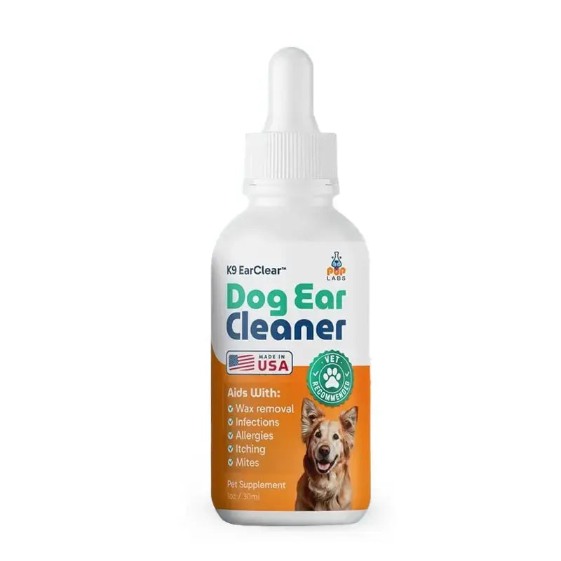 K9 Earclear Natural Ear Drops for Dogs - Soothes Irritation & Itching - Made in USA - Pet Grooming Supplement - 1Oz Dropper Bottle
