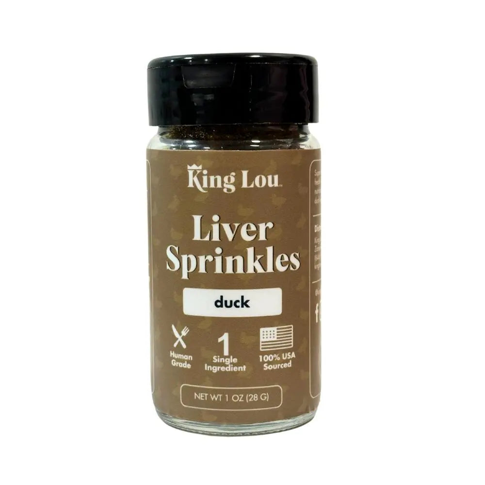 King Lou Duck Liver Sprinkles Pet Supplement - 100% USA Sourced, Single Ingredient, Premium Quality Topper for Dogs and Cats
