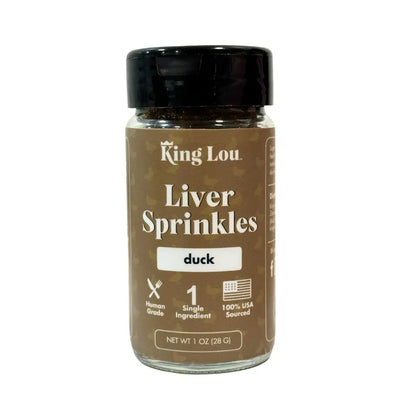 King Lou Duck Liver Sprinkles Pet Supplement - 100% USA Sourced, Single Ingredient, Premium Quality Topper for Dogs and Cats