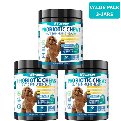 Dog Probiotics, 200 Chews, Gut and Digestive Health, Itchy Skin, Yeast Overgrowth, Diarrhoea & Gas, Overall Health Supplements