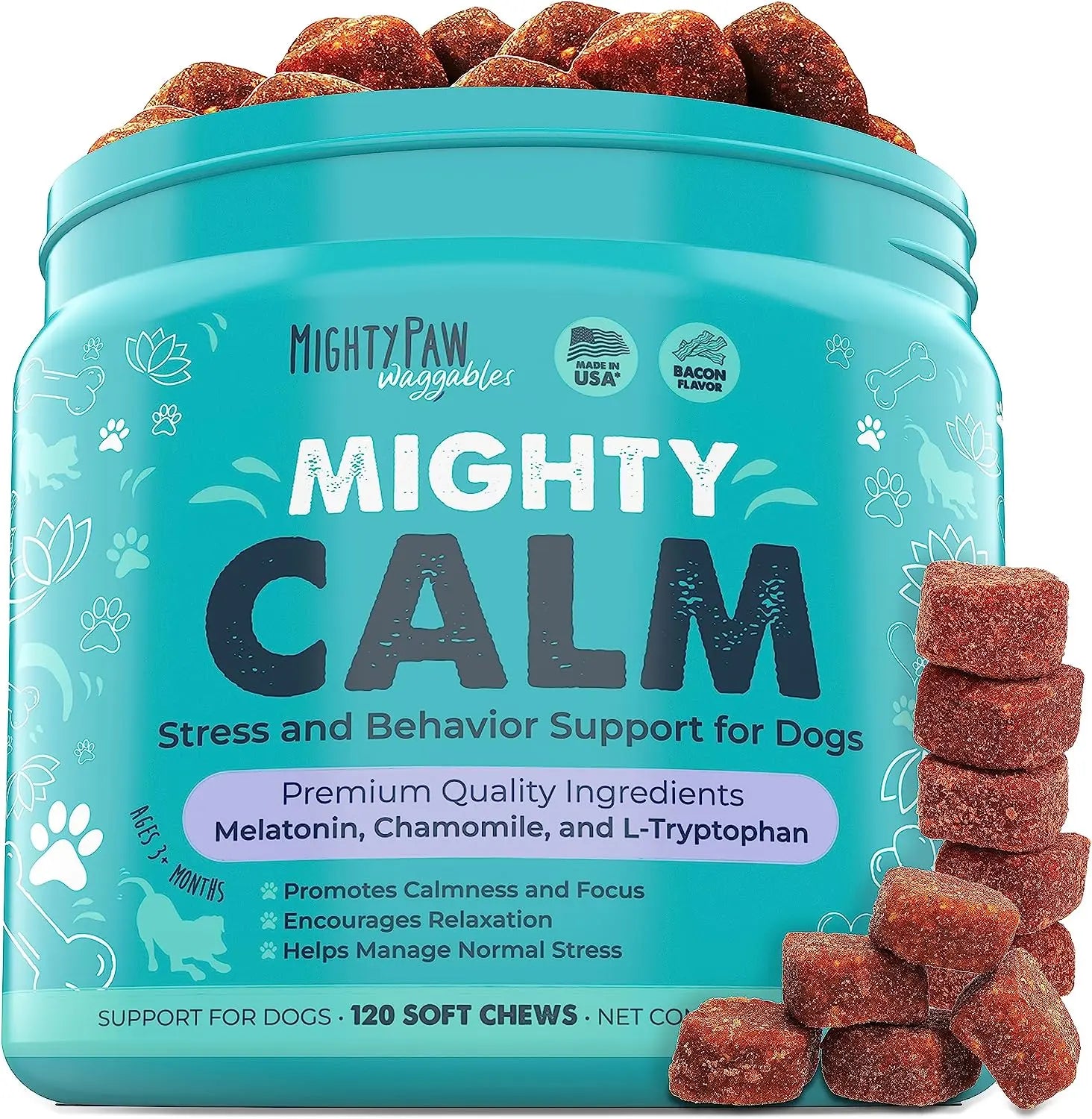 Mighty Calm Chews for Dogs: Stress Relief and Calming Support Supplements