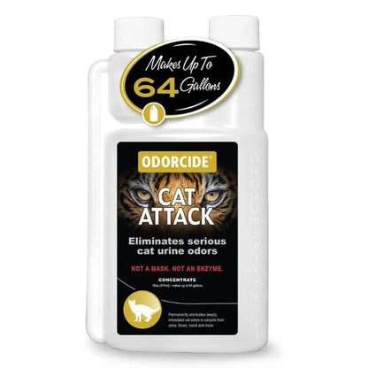 Cat Odor Remover for Carpet & Upholstery - Cat Urine Remover for Litter Box - Odorcide Cat Attack Concentrate Odor Eliminator - 16 Oz and Gallon
