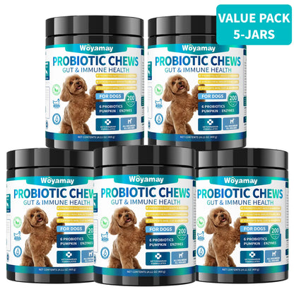 Dog Probiotics, 200 Chews, Gut and Digestive Health, Itchy Skin, Yeast Overgrowth, Diarrhoea & Gas, Overall Health Supplements