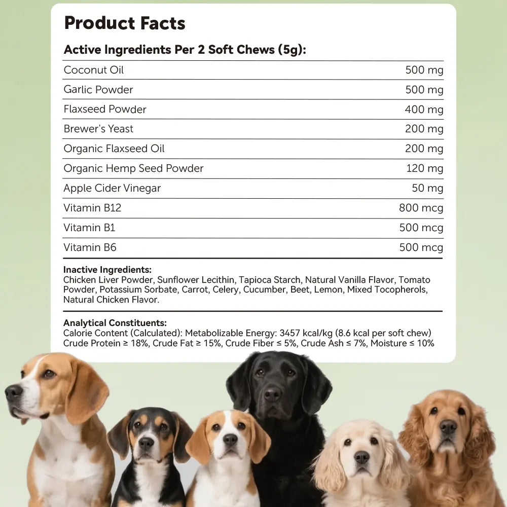 Ourcares Natural Outdoor Defense Dog Chewables – 12 Count Chicken-Flavored Chews with Coconut Oil & Vitamins for Comprehensive Pet Wellness & External Protection Support，Glb